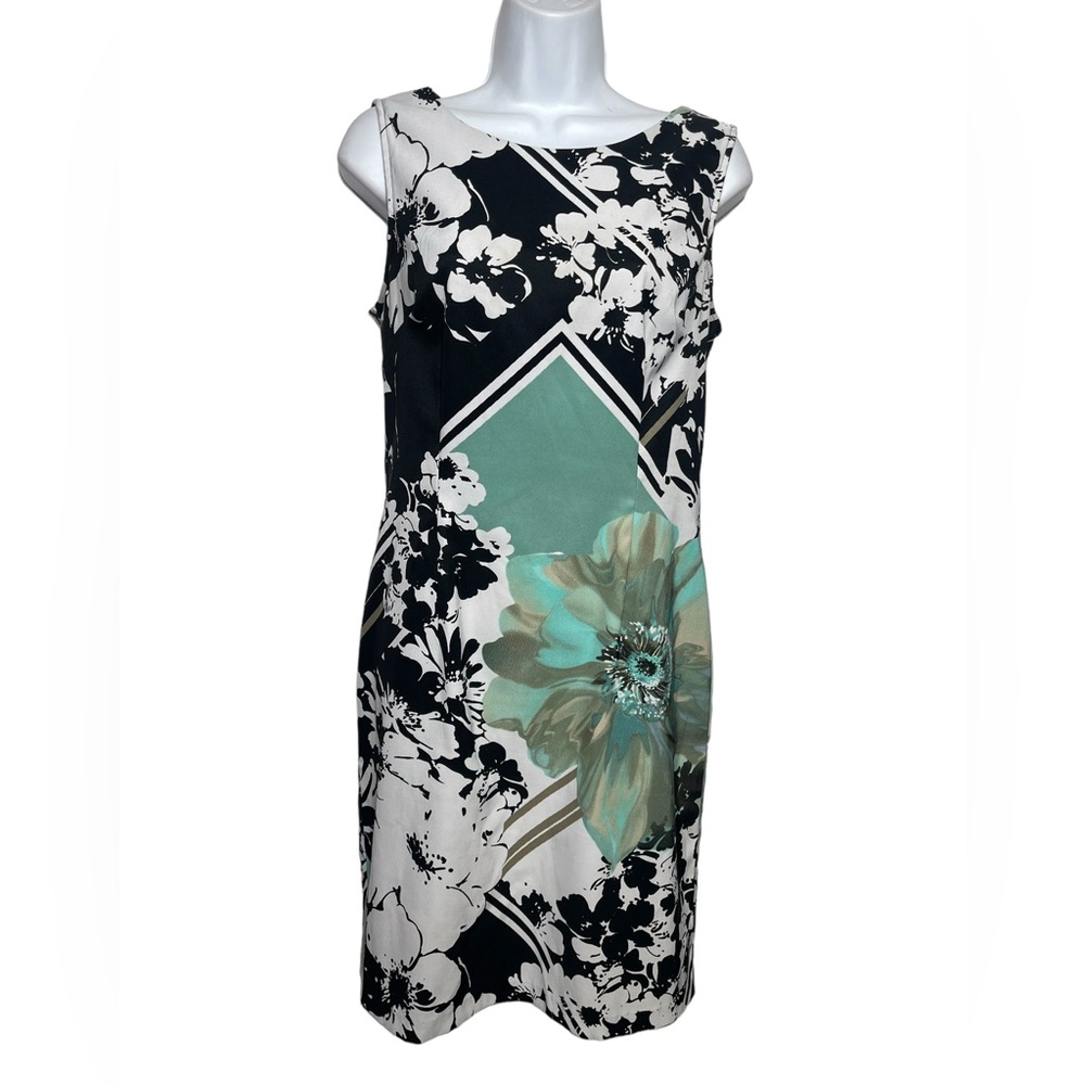 Connected Apparel dress size 10 black & green floral‎ sleeveless dress 🖤🖤